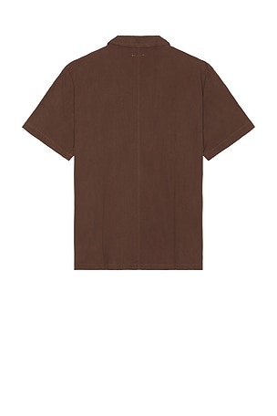 Bound Striker Pleated Bowling Shirt in Brown
