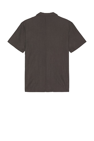 Bound Striker Pleated Bowling Shirt in Charcoal