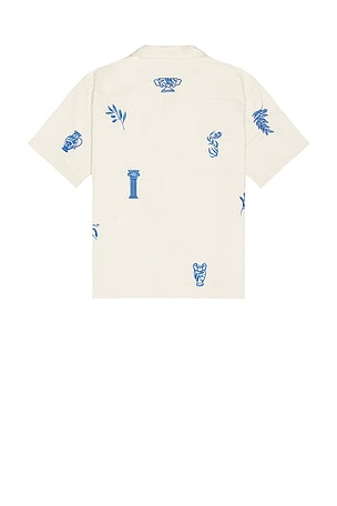 Bound Grecian Embroidery Shirt in Cream