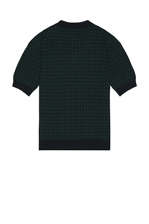 Bound Harris Knit Polo in Dark Green. Size S. Also