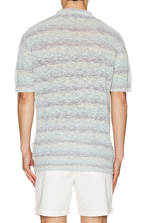 Bound Marine Textured Knit Polo in Blue. Size M. Also