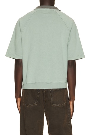 Bound Acid Wash Jersey 1/2 Zip Polo in Grey