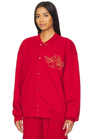 Boys Lie Red Roses, Red Roses Velour Sweatshirt in Red