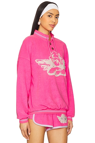 Boys Lie Cherub University Henley Pullover in Pink