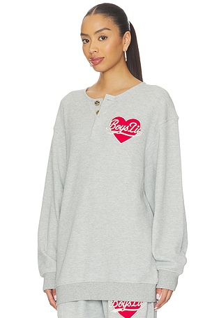 Boys Lie Signature Thermal Crewneck in Grey