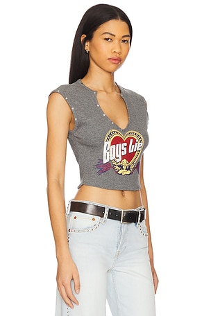 Boys Lie Breakfast Beers Rebel Tank Top in Grey