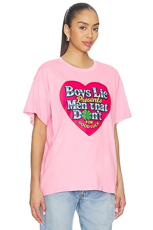 Boys Lie Boys Lie Men Don't Boyfriend Tee in Pink