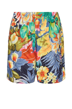 Gym Shorts Tropical Pattern Print Beams Plus