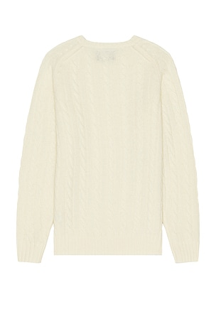 Beams Plus Cable Sweater in White