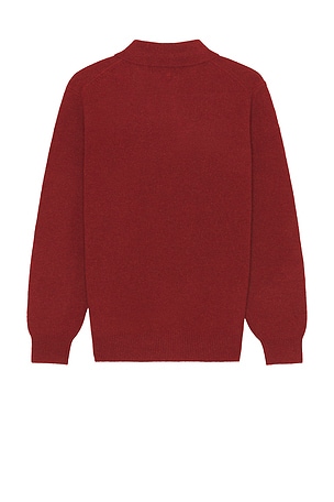 Beams Plus Knit Polo 9g Sweater en Rouge