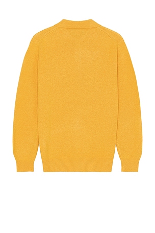 Beams Plus Knit Polo 9g Sweater in Lemon