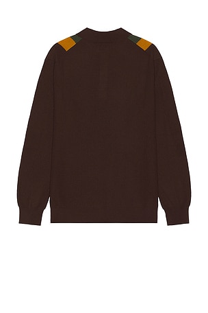 Beams Plus Knit Polo Stripe in Brown