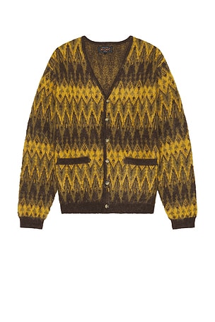 Cardigan Double Jacquard Chevron Pattern Beams Plus