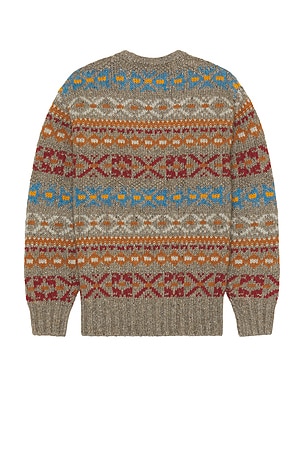 Beams Plus Crew Fair Isle Pattern 3G in Grey