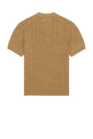 Beams Plus Knit Polo Cable in Brown