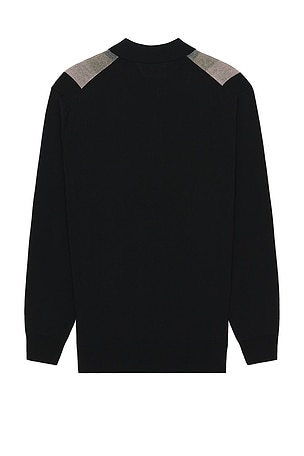 Beams Plus Knit Polo Stripe Argyle in Black