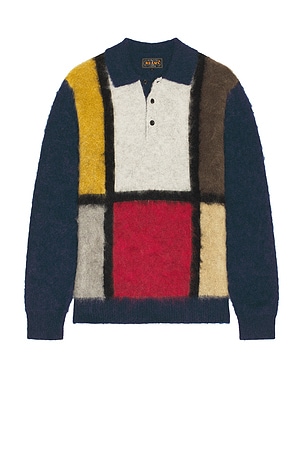 Knit Polo Shaggy 9G Beams Plus