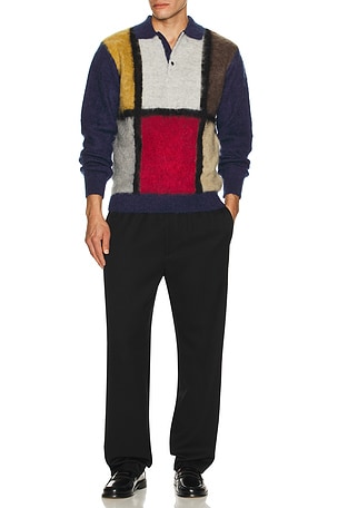 Beams Plus Knit Polo Shaggy 9G en Bleu