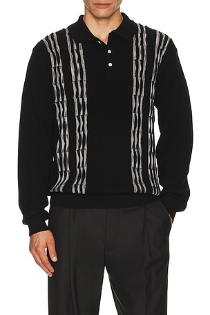 Knit Polo Born Stripe 14G Beams Plus