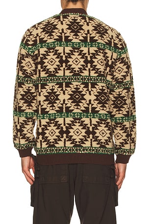 Beams Plus Cardigan Boa Jacquard in Brown