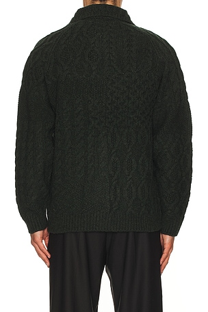 Beams Plus Cardigan Alan Patchwork in Green