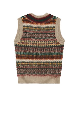 Beams Plus Beams Plus Gim Cricket Fair Isle Vest British Wool 5g in Brown