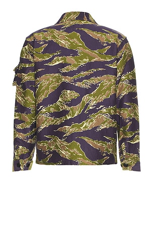 Beams Plus Mil Tiger Stripe Jacquard Jacket in Green