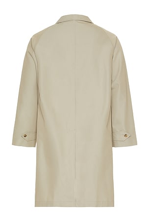 Beams Plus Balmacaan Coat Gabardine in Beige