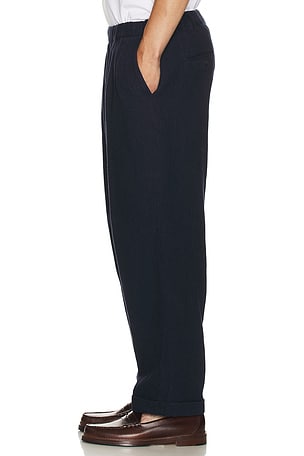 Beams Plus 2 Pleats Relax Trousers in Navy