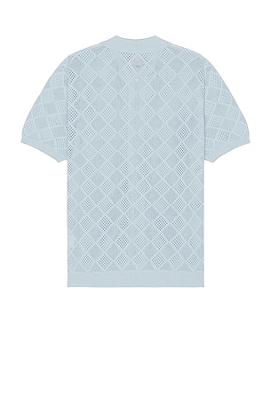 Beams Plus Zip Knit Polo Mesh in Blue