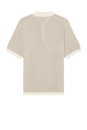 Beams Plus Knit Polo Washi 2 Tone in Cream