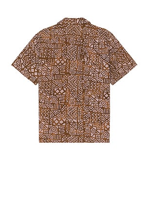 Beams Plus Open Collar Batik Print in Brown