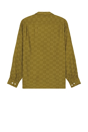 Beams Plus Open Collar Shirt Jacquard in Green