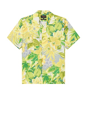 Open Collar Tropical Pattern Print Beams Plus