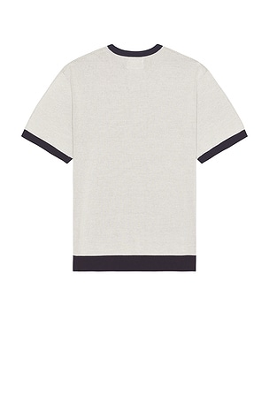 Beams Plus Knit Tee Box Jacquard in White