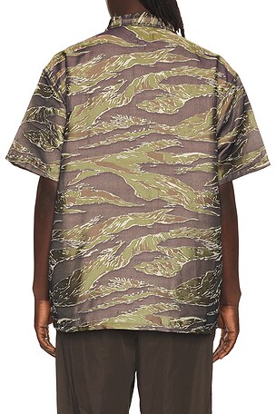 Beams Plus Mil-Sht Tiger Stripe Mesh Jacquard in Army