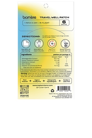 barriere Travel Well Multivitamin Patch 6 Pack in In Flight