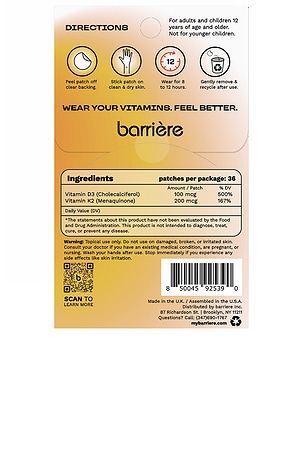 barriere Hello Sunshine Vitamin D3 Patch 36 Pack in Sun