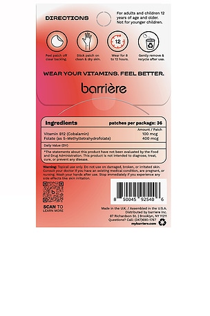 barriere Energy Boost Vitamin B12 Patch 36 Pack in Lightening Bolt