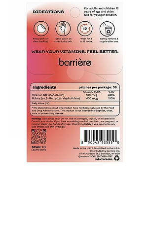 barriere Energy Boost Vitamin B12 Patch 36 Pack in Icons