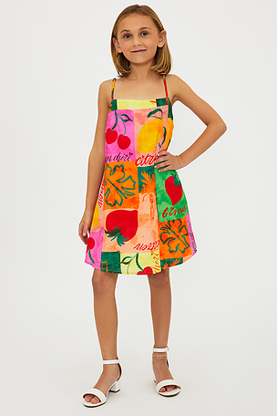 BEACH RIOT Kids Little Tayla Dress in Orange