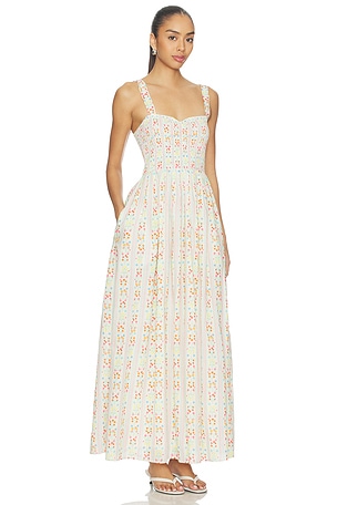 BEACH RIOT Cari Maxi Dress in White,Pink. Size XS. Also