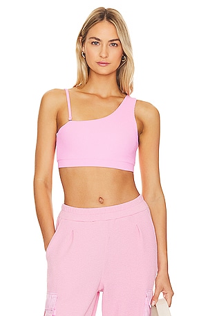 NEW TopShop Sports Bra Pullover 39N Racerback Wide Band Ribbed Rose M 8-10