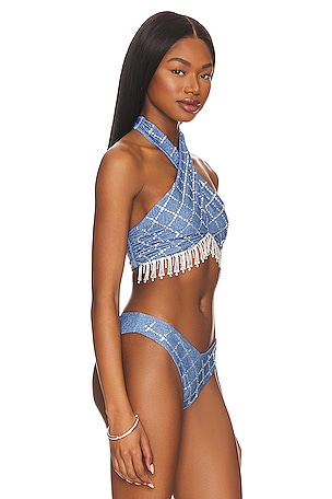 BEACH RIOT x REVOLVE Jessica Bikini Top in Denim-Medium