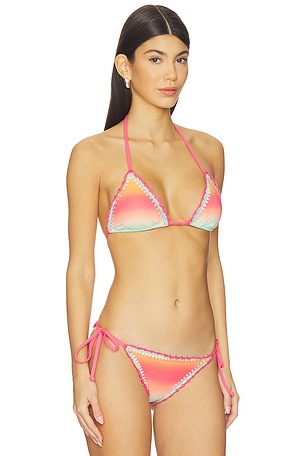 BEACH RIOT Winona Triangle Bikini Top in Orange,Mint