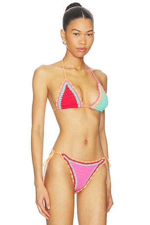 BEACH RIOT Winona Triangle Bikini Top in Red