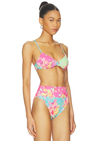 BEACH RIOT Camilla Bikini Top in Pink,Green