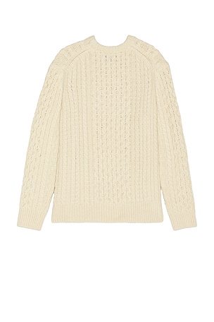 Brixton Classic Fisherman's Cable Knit Sweater in Cream