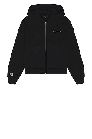 Embroidered Heavyweight Oversized Full Zip Hoodie Brixton