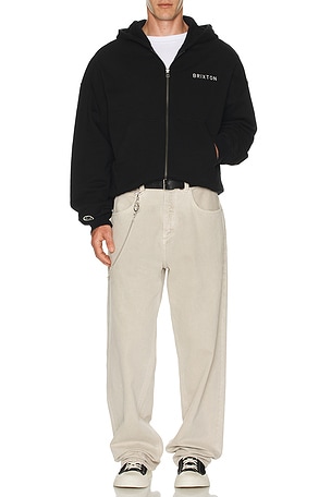 Embroidered Heavyweight Oversized Full Zip Hoodie Brixton